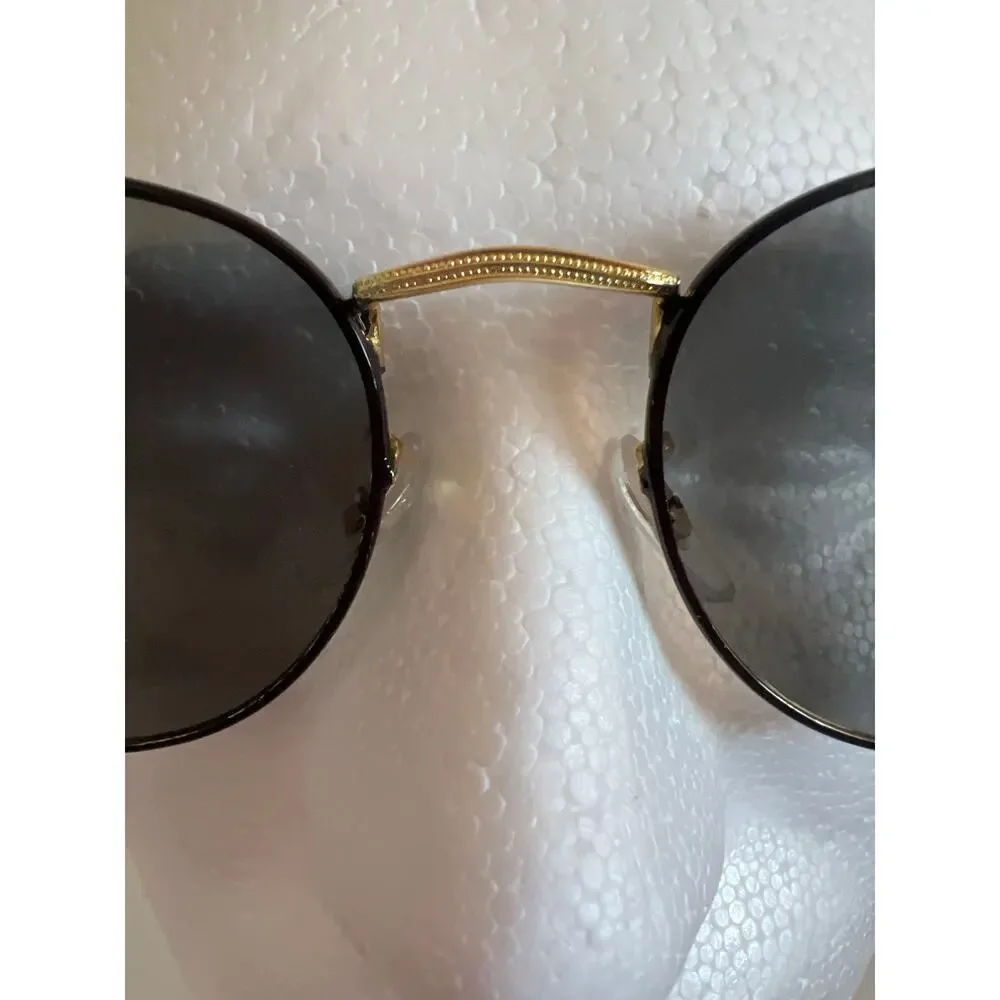 RAY BANS ROUND METAL FULL COLOR LEGEND POLISHED BLACK ON GOLD WITH CASE UNISEX